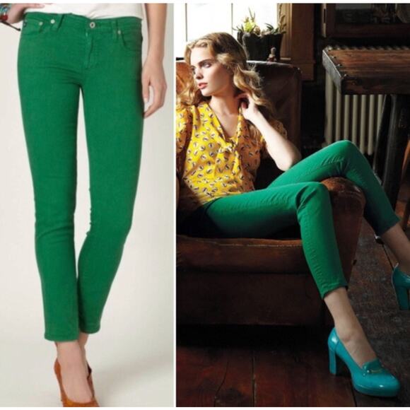 AG Adriano Goldschmied Stevie Slim Kelly Green Size 28 - Picture 1 of 8